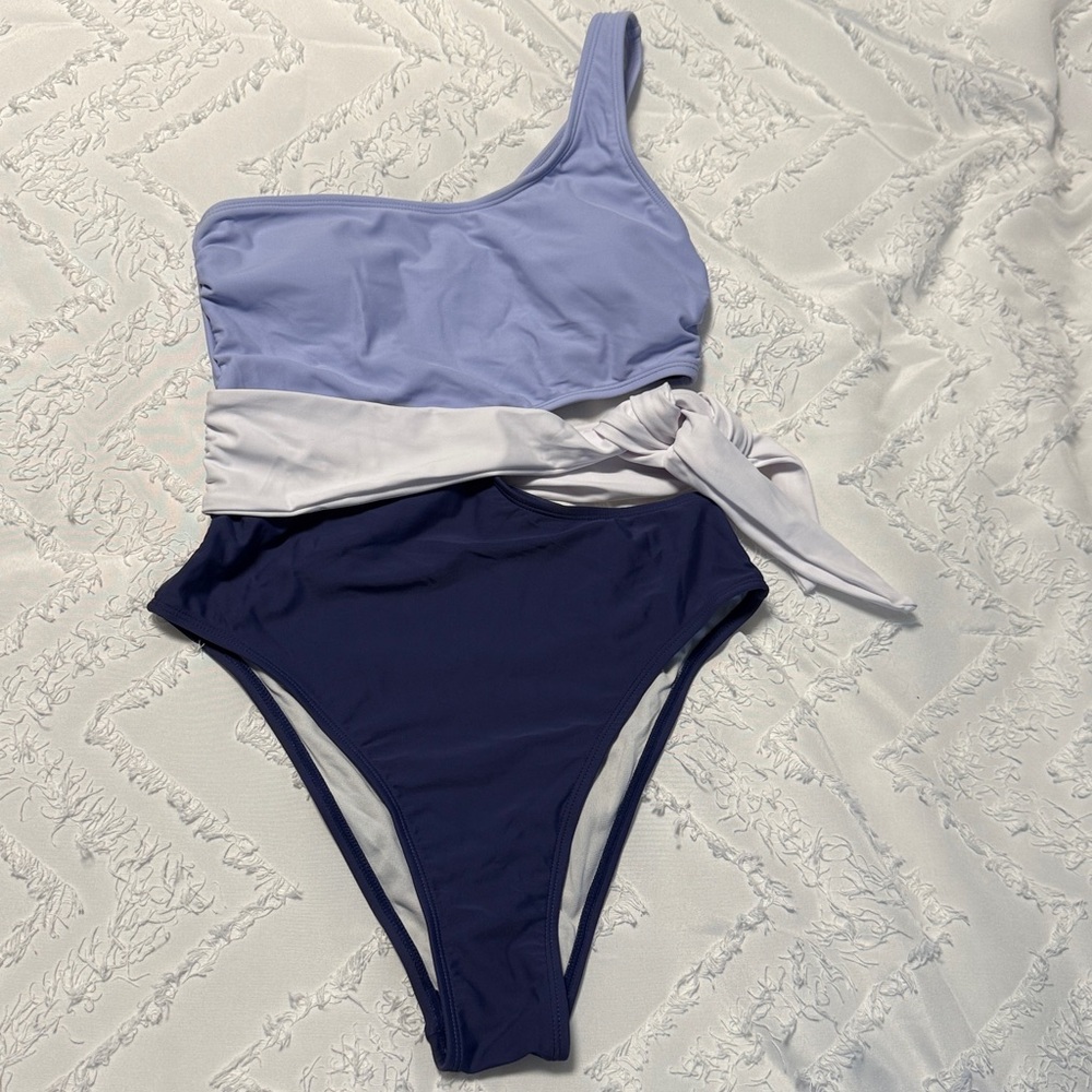 Cupshe Lavender, Blue and White Swimsuit